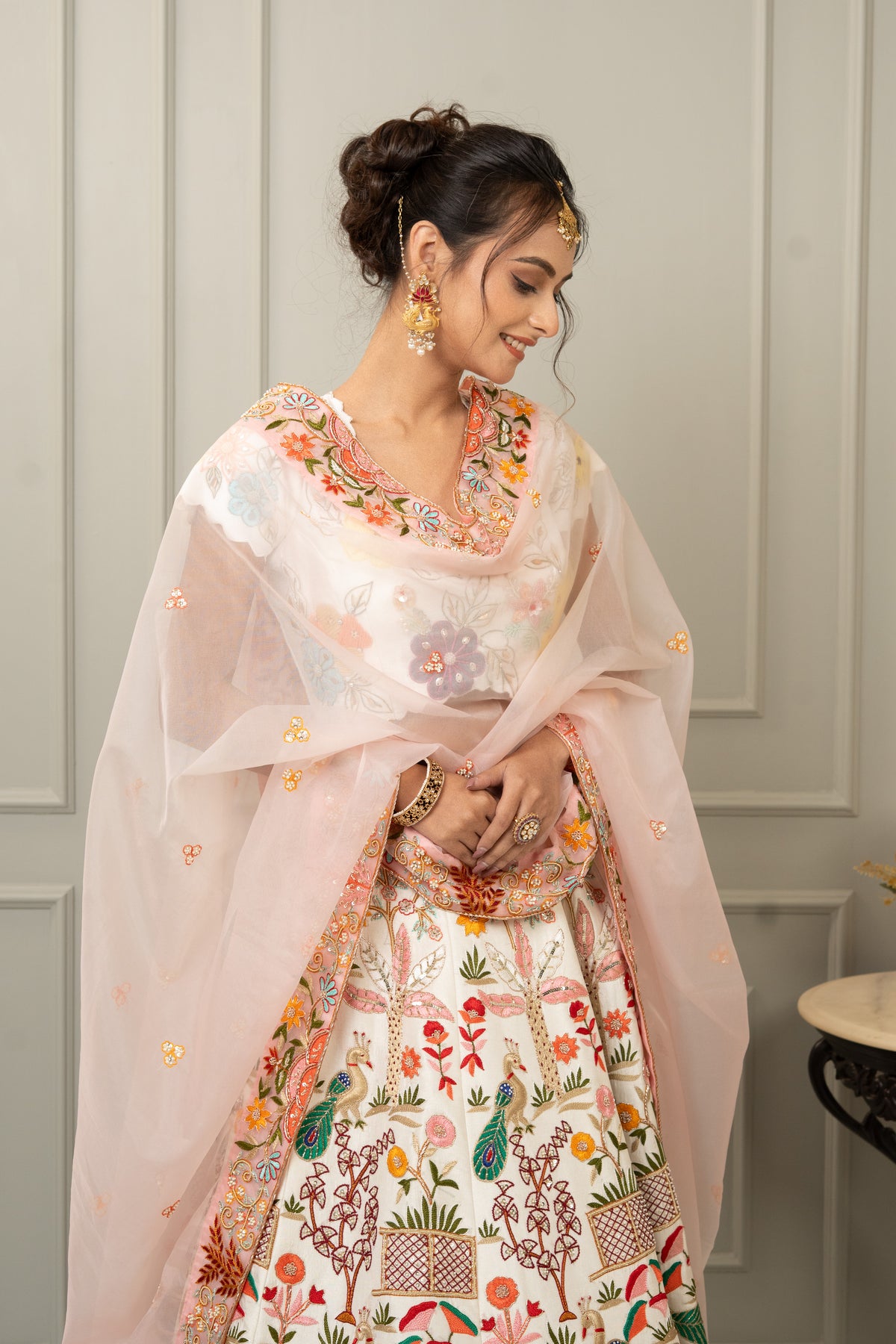 Hand-Embroidered Festive Silk Lehenga Set