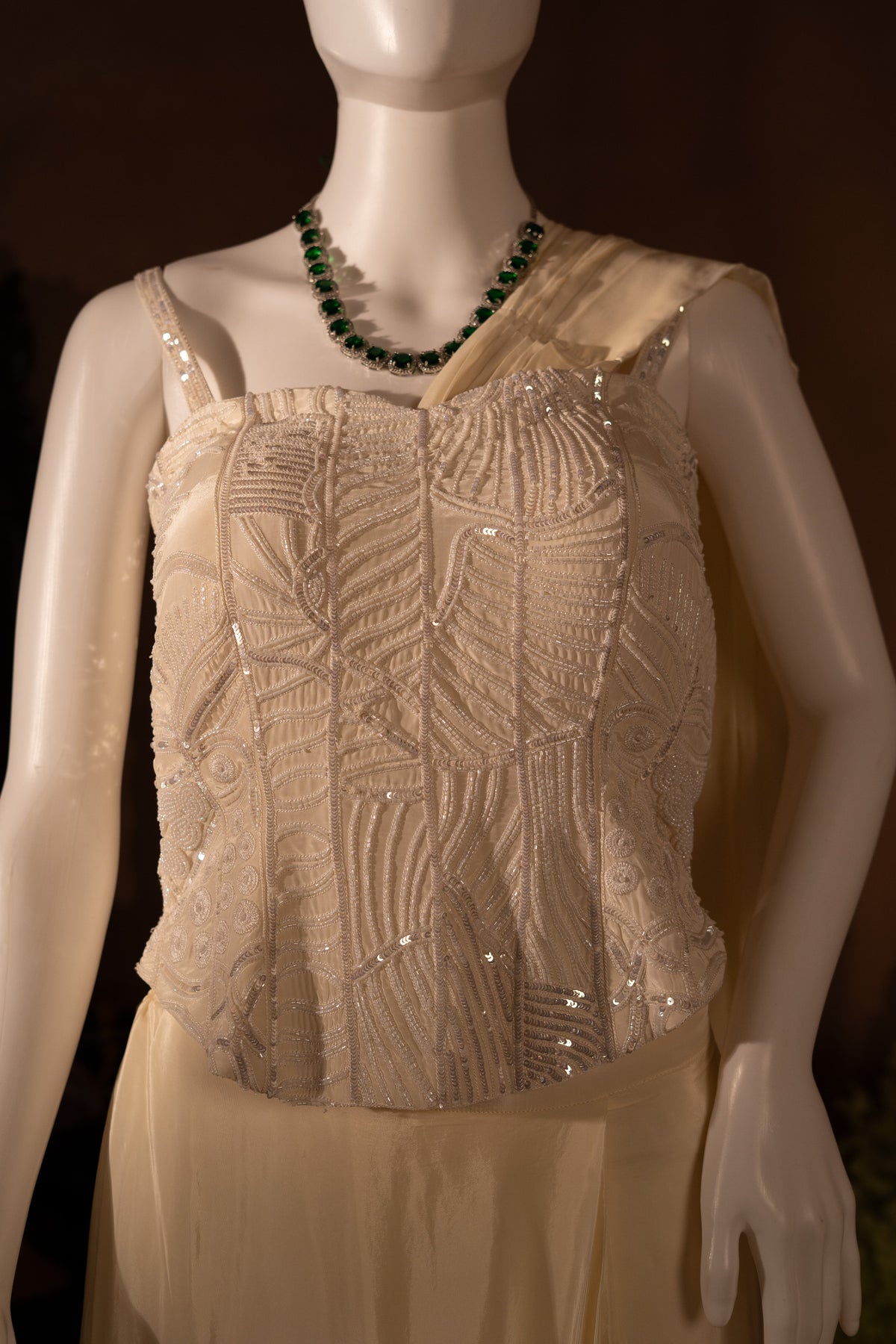 Corset Drape Saree with Embellished Bustier Top