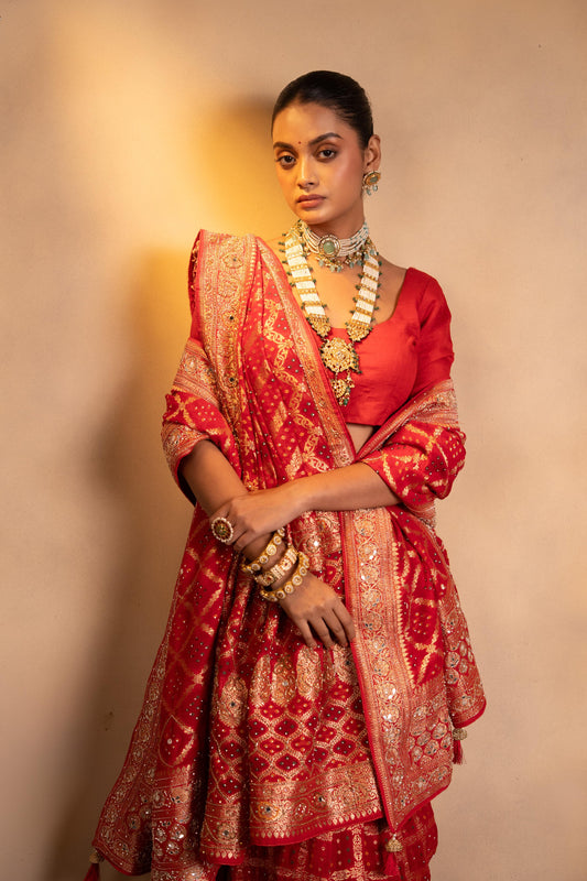 Bandhani Georgette Festive Saree with Zari Border