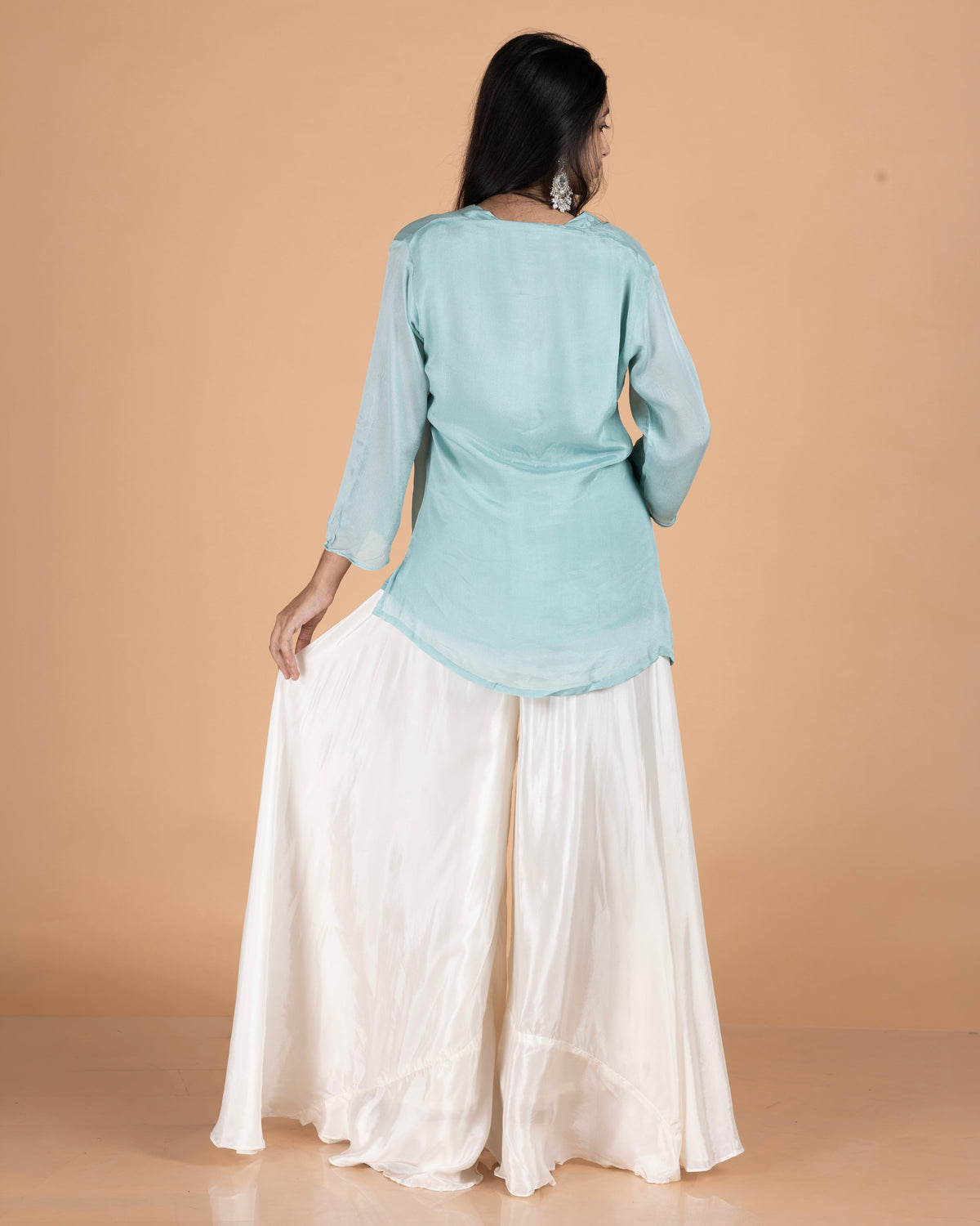Pure Chinon Asymmetrical Top & White Palazzo Co-Ord Set