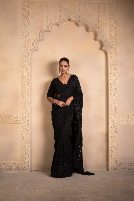 Noir Cutdana Geometric Cocktail Saree