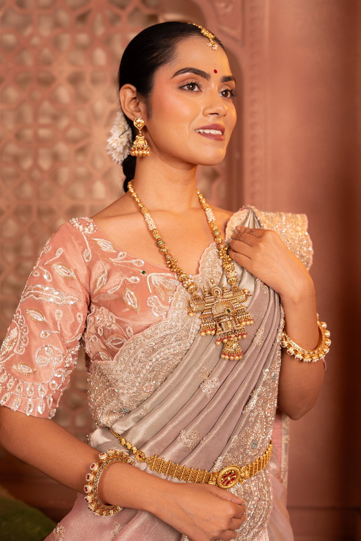Ombré Kanjeevaram Tissue Saree with Scalloped Zardozi Border